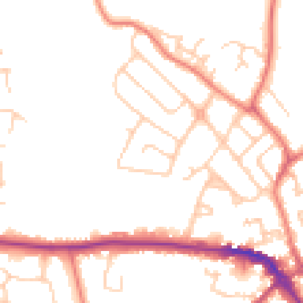 Daytime road noise heatmap for CW11 1BZ