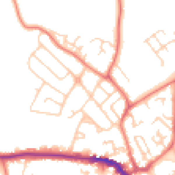 Daytime road noise heatmap for CW11 1DA