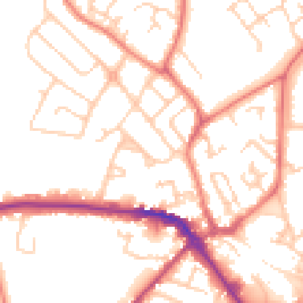Daytime road noise heatmap for CW11 1DE