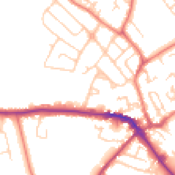 Daytime road noise heatmap for CW11 1DF