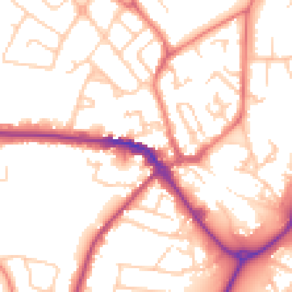 Daytime road noise heatmap for CW11 1DH