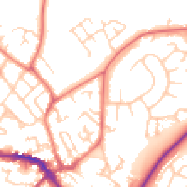 Daytime road noise heatmap for CW11 1DJ