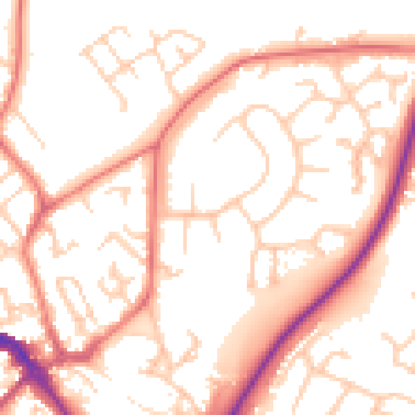 Daytime road noise heatmap for CW11 1DR