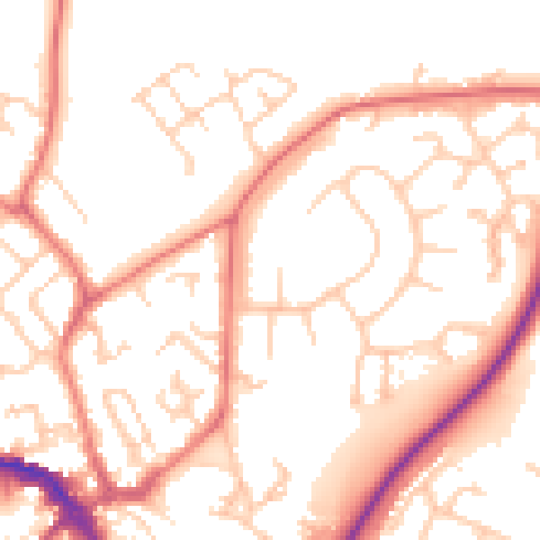 Daytime road noise heatmap for CW11 1DT