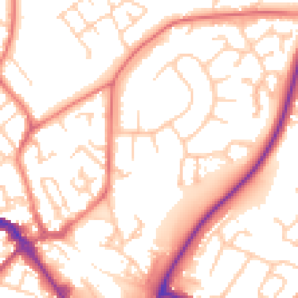 Daytime road noise heatmap for CW11 1DU