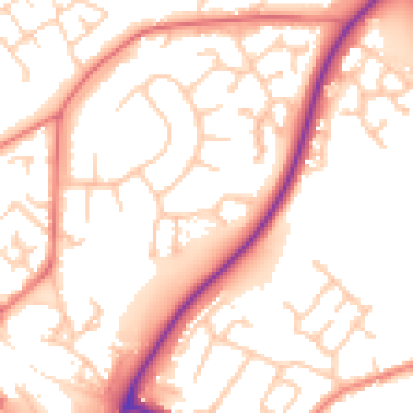 Daytime road noise heatmap for CW11 1DX