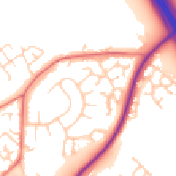 Daytime road noise heatmap for CW11 1ED