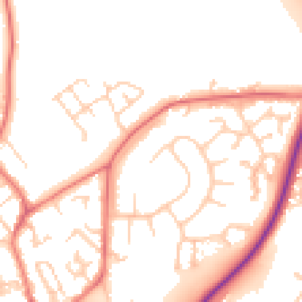 Daytime road noise heatmap for CW11 1EF