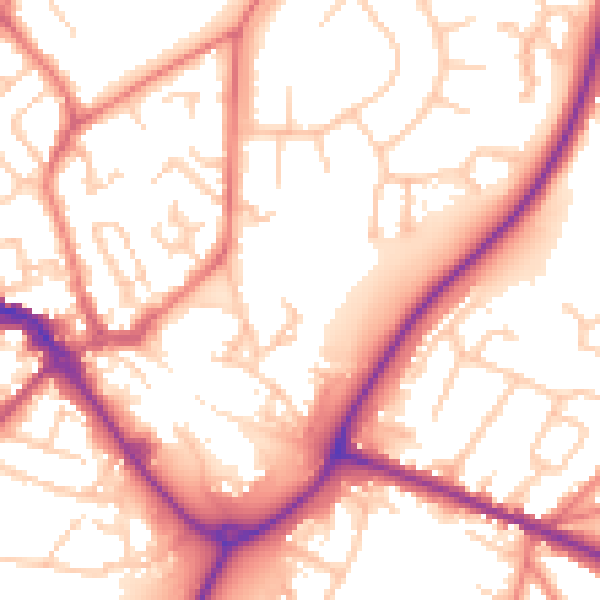 Daytime road noise heatmap for CW11 1FR