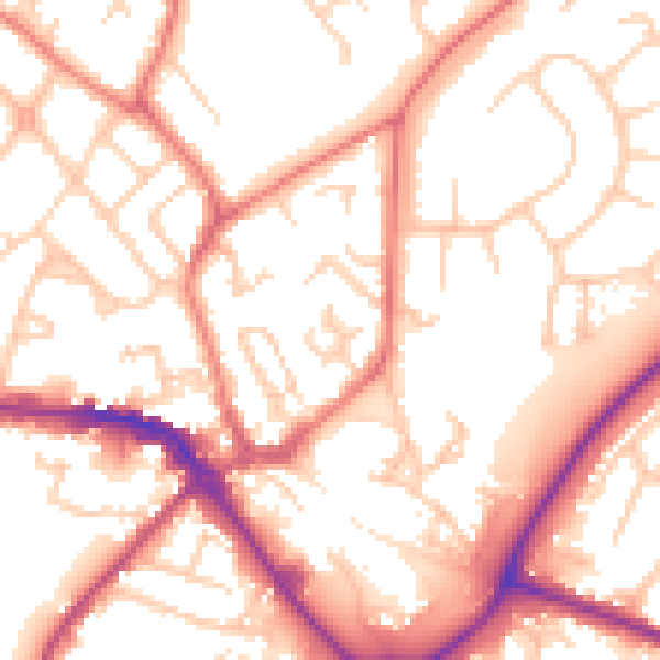 Daytime road noise heatmap for CW11 1GD