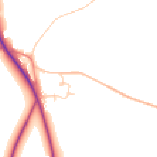 Daytime road noise heatmap for CW11 1RN