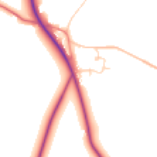 Daytime road noise heatmap for CW11 1SG