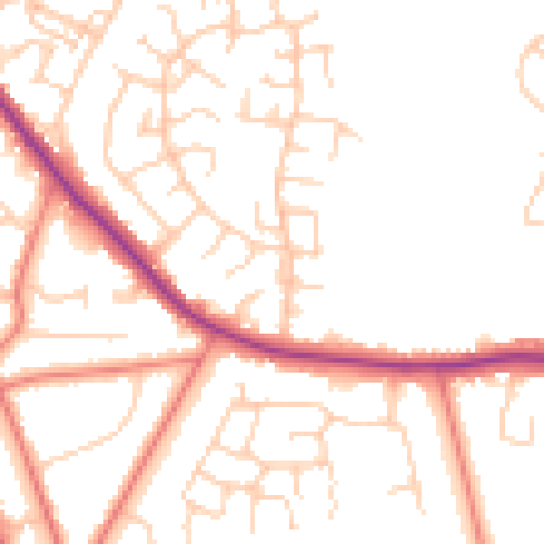 Daytime road noise heatmap for CW11 1TA
