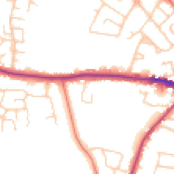 Daytime road noise heatmap for CW11 1YE