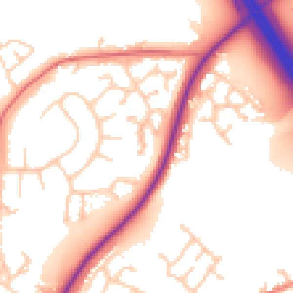 Daytime road noise heatmap for CW11 1YZ