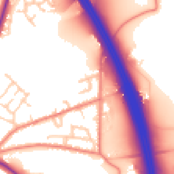 Daytime road noise heatmap for CW11 2LL