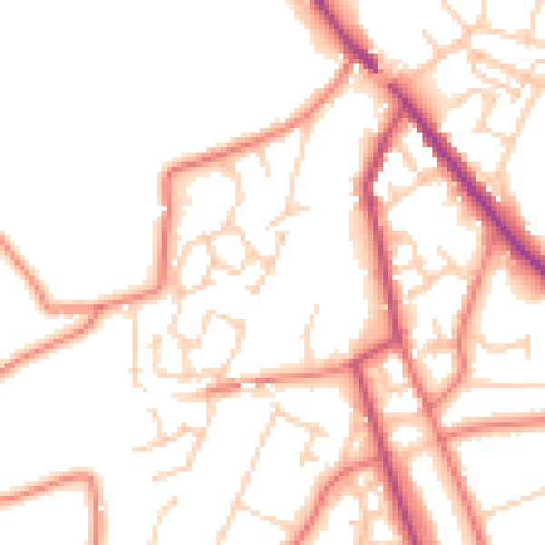 Daytime road noise heatmap for CW11 3AQ
