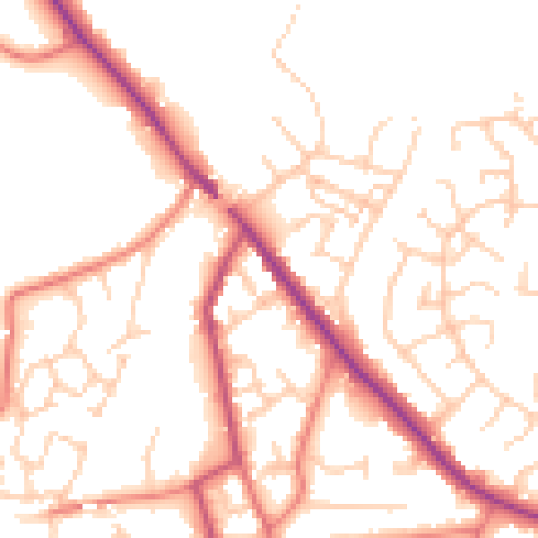 Daytime road noise heatmap for CW11 3BD