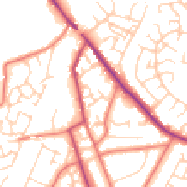 Daytime road noise heatmap for CW11 3FZ