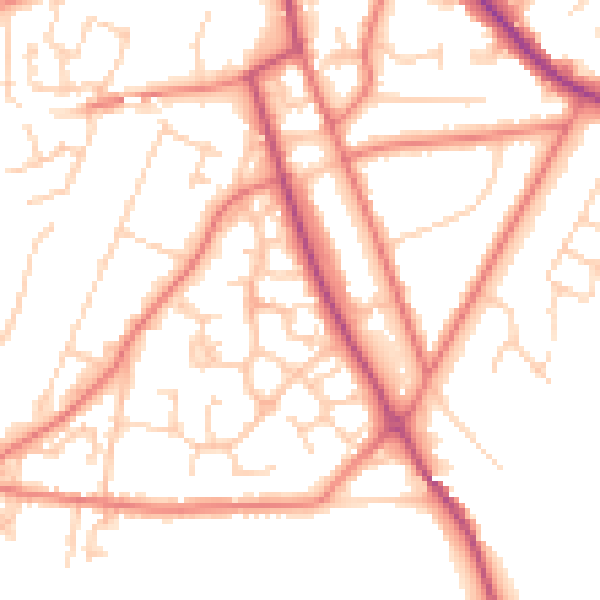 Daytime road noise heatmap for CW11 3GB