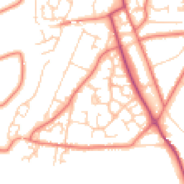 Daytime road noise heatmap for CW11 3GJ