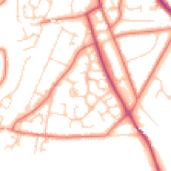 Daytime road noise heatmap for CW11 3GR