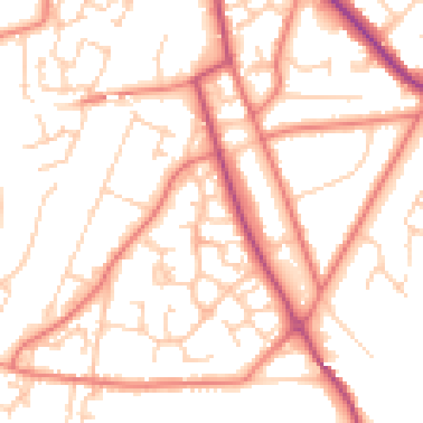 Daytime road noise heatmap for CW11 3GS