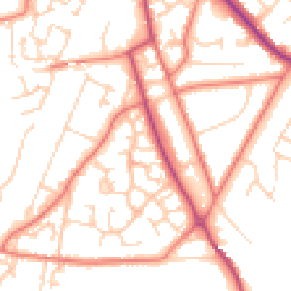 Daytime road noise heatmap for CW11 3GU