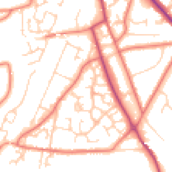 Daytime road noise heatmap for CW11 3GZ