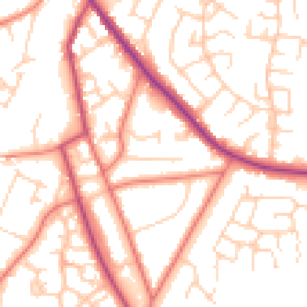 Daytime road noise heatmap for CW11 3HX