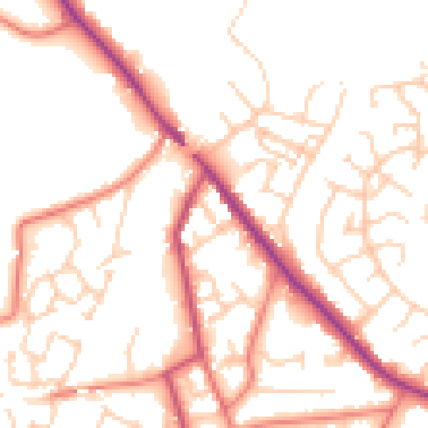 Daytime road noise heatmap for CW11 3JF