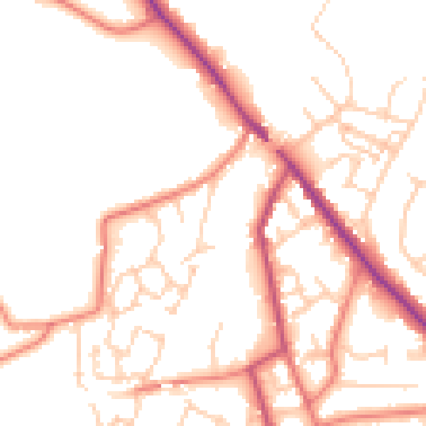 Daytime road noise heatmap for CW11 3JJ