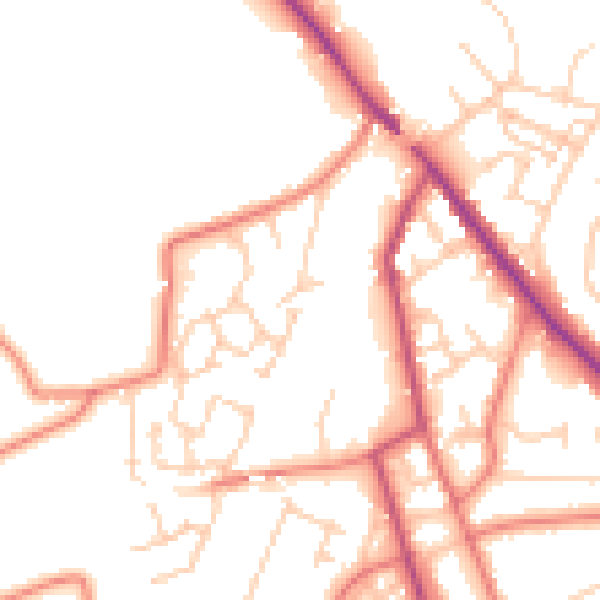 Daytime road noise heatmap for CW11 3JP