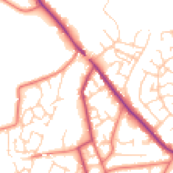 Daytime road noise heatmap for CW11 3LF