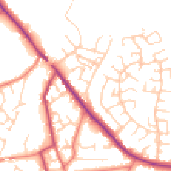 Daytime road noise heatmap for CW11 3SX