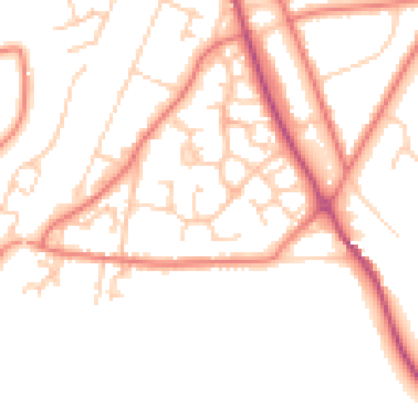 Daytime road noise heatmap for CW11 3ZB
