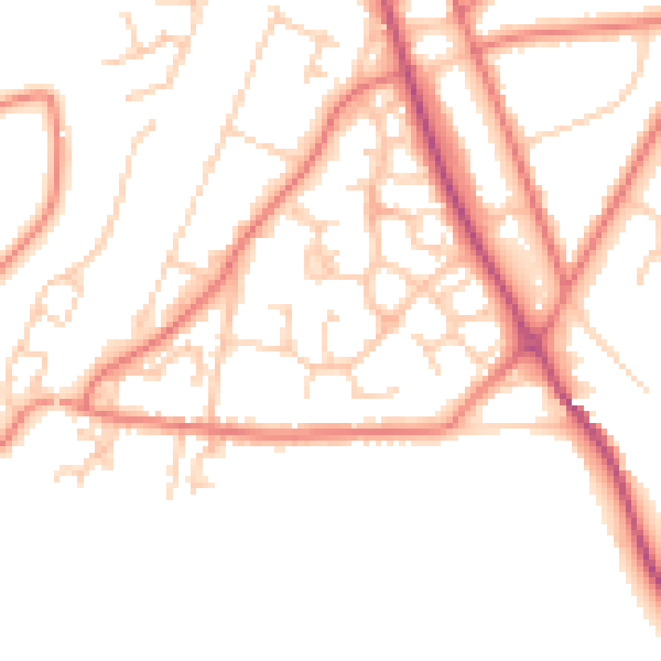 Daytime road noise heatmap for CW11 3ZD