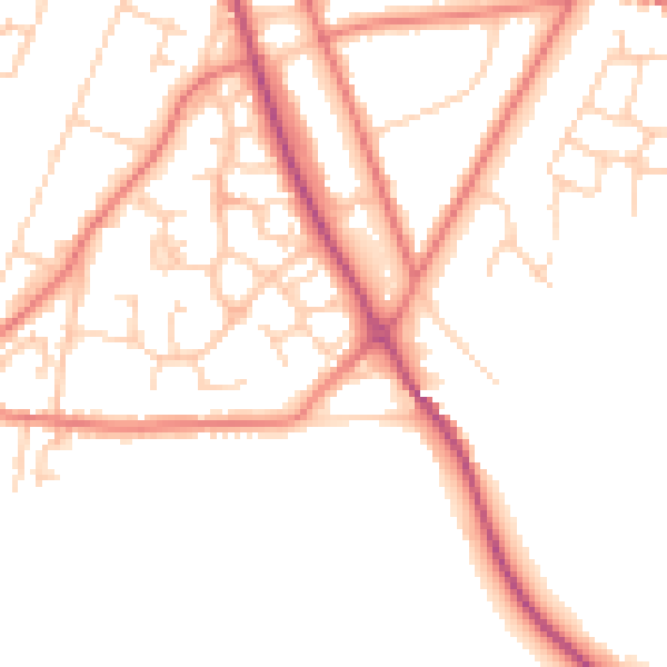Daytime road noise heatmap for CW11 3ZH