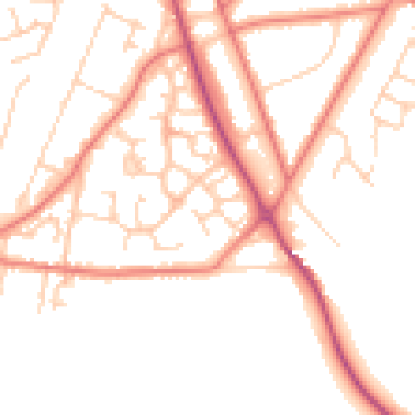 Daytime road noise heatmap for CW11 3ZJ