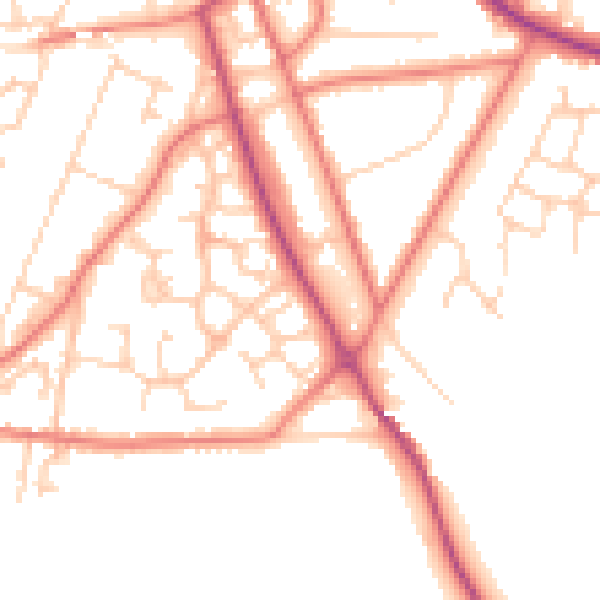 Daytime road noise heatmap for CW11 3ZL