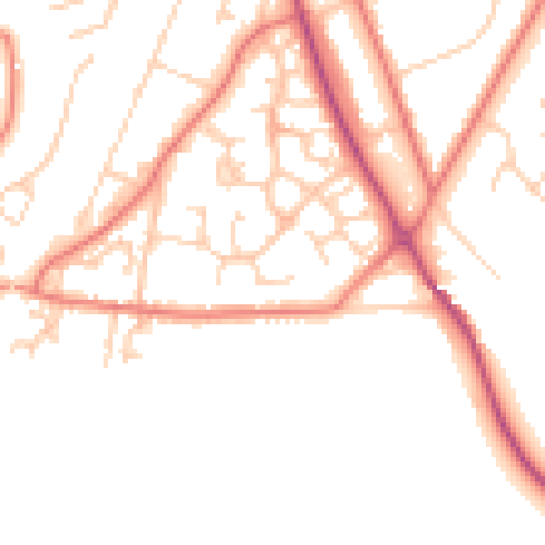 Daytime road noise heatmap for CW11 3ZN