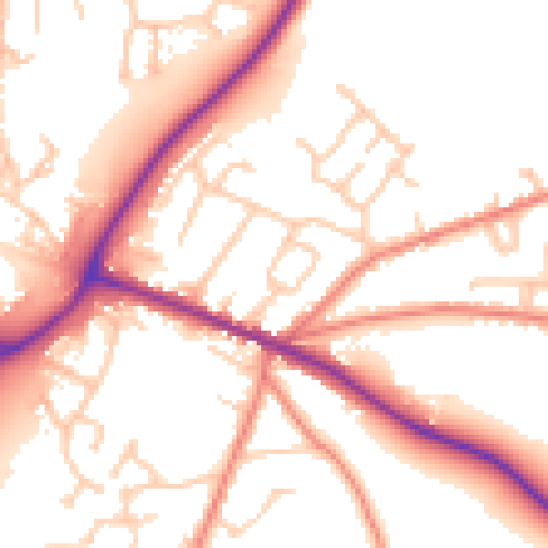 Daytime road noise heatmap for CW11 4JN