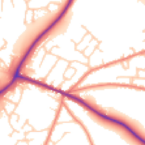 Daytime road noise heatmap for CW11 4JW