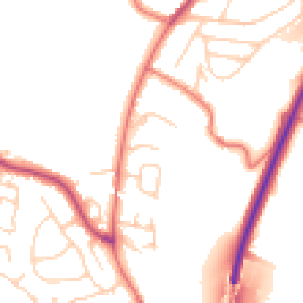 Daytime road noise heatmap for CW11 4QJ
