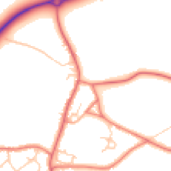 Daytime road noise heatmap for CW11 4RG