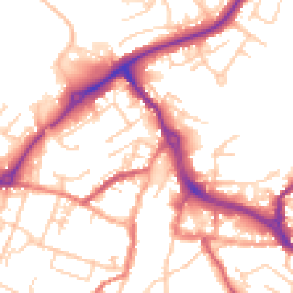 Daytime road noise heatmap for CW12 1EW