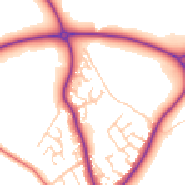 Daytime road noise heatmap for CW12 2GR