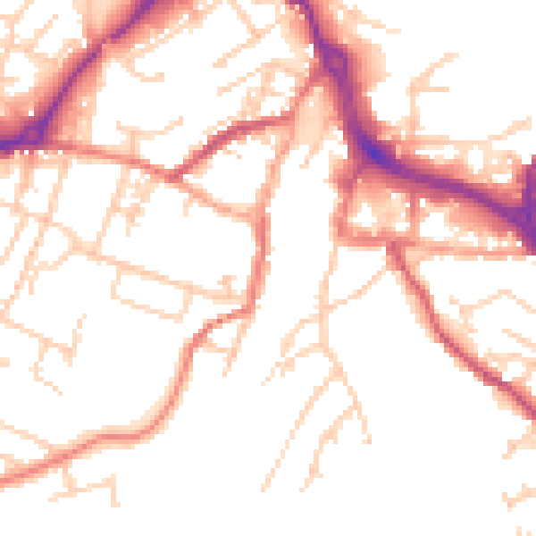 Daytime road noise heatmap for CW12 4BA