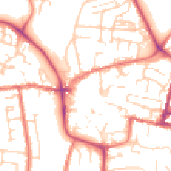 Daytime road noise heatmap for CW5 5AB