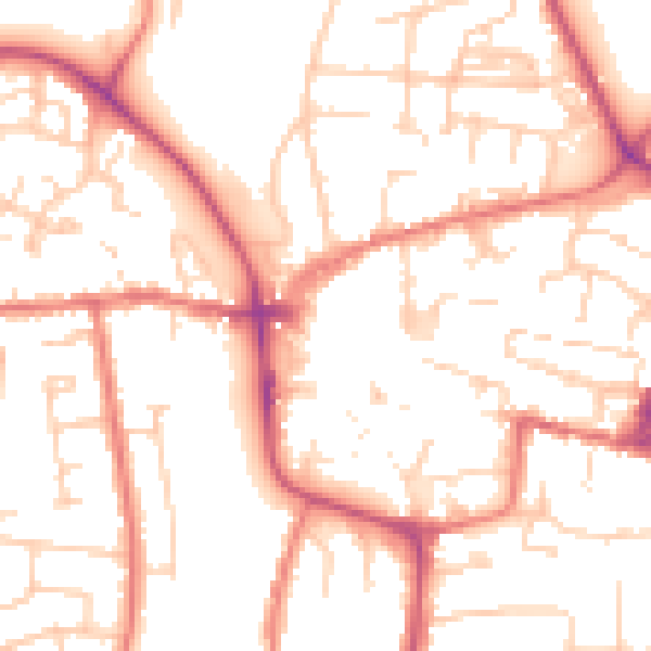 Daytime road noise heatmap for CW5 5AH